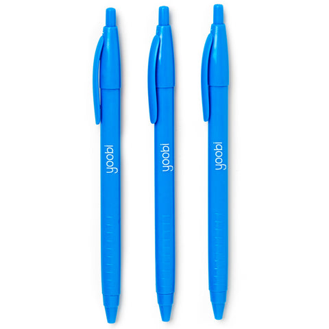 RETRACTABLE BALLPOINT TRIANGULAR PEN SKY BLUE - BLACK INK - 3PK