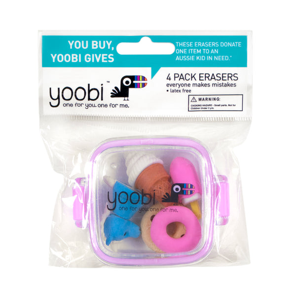 3D Erasers 4 Pack - Multicolor