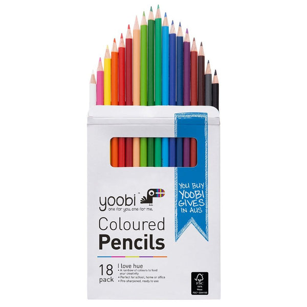 COLOURED PENCILS ASSORTED COLOURS - 18PK