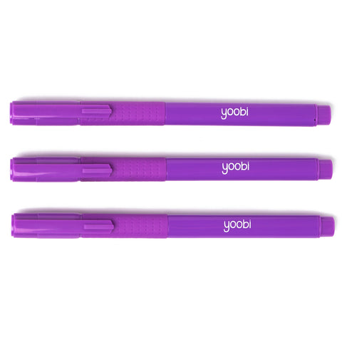 GEL PEN - ROLLERBALL TRIANGLE PURPLE - BLACK INK 3PK