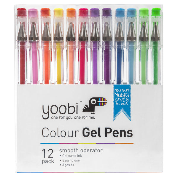 GEL PENS, 12PK - ASSORTED COLOURS