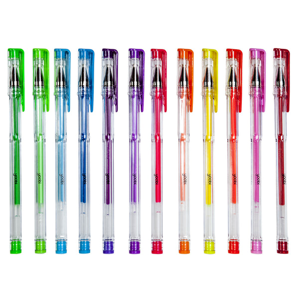 GEL PENS, 12PK - ASSORTED COLOURS