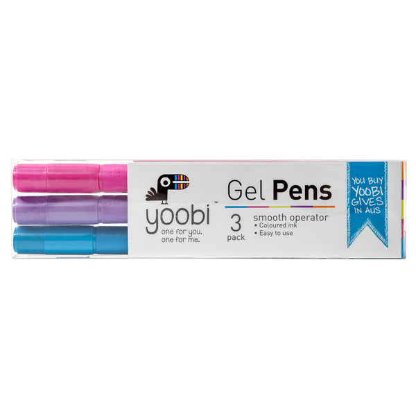 TRIANGLE GEL PENS, 3PK - ASSORTED COLOURS