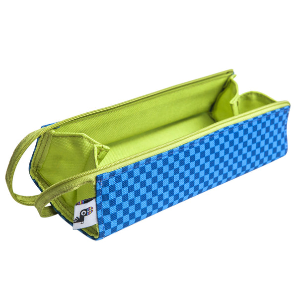 TRAY PENCIL CASE - BLUE CHECKER