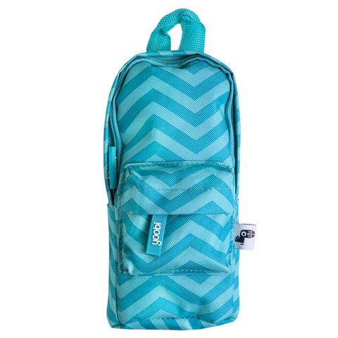 PENCIL CASE, MINI BACKPACK, CHEVRON - AQUA