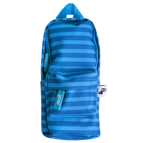 PENCIL CASE, MINI BACKPACK, STRIPE - BLUE