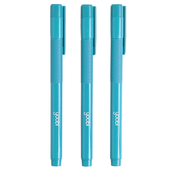 TRIANGLE GEL PEN, BLACK INK, 3PK - AQUA