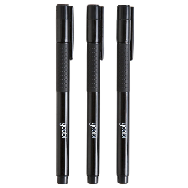 TRIANGLE GEL PEN, BLACK INK, 3PK - BLACK