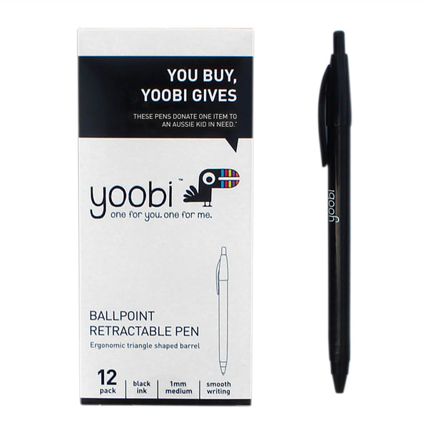BALLPOINT RETRACTABLE TRIANGLE PEN, BLACK INK, 12PK - BLACK