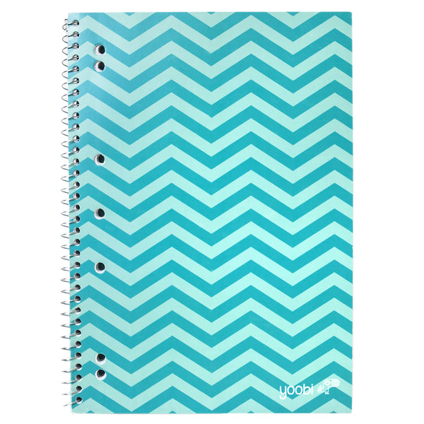 SPIRAL NOTEBOOK, 8MM RULED - AQUA CHEVRON