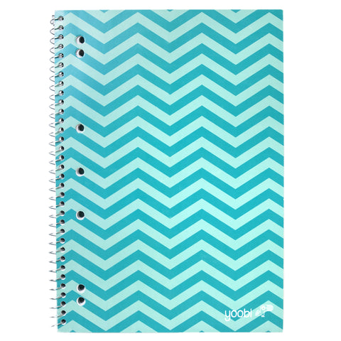 SPIRAL NOTEBOOK, 8MM RULED - AQUA CHEVRON