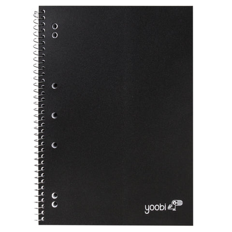 SUBJECT SPIRAL NOTEBOOK, 8MM RULED - BLACK